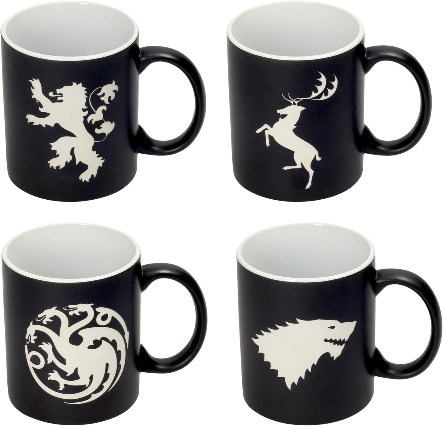 Game of Thrones Mug Gift set of 4 houses Stark Targaryen Baratheon & Lannister