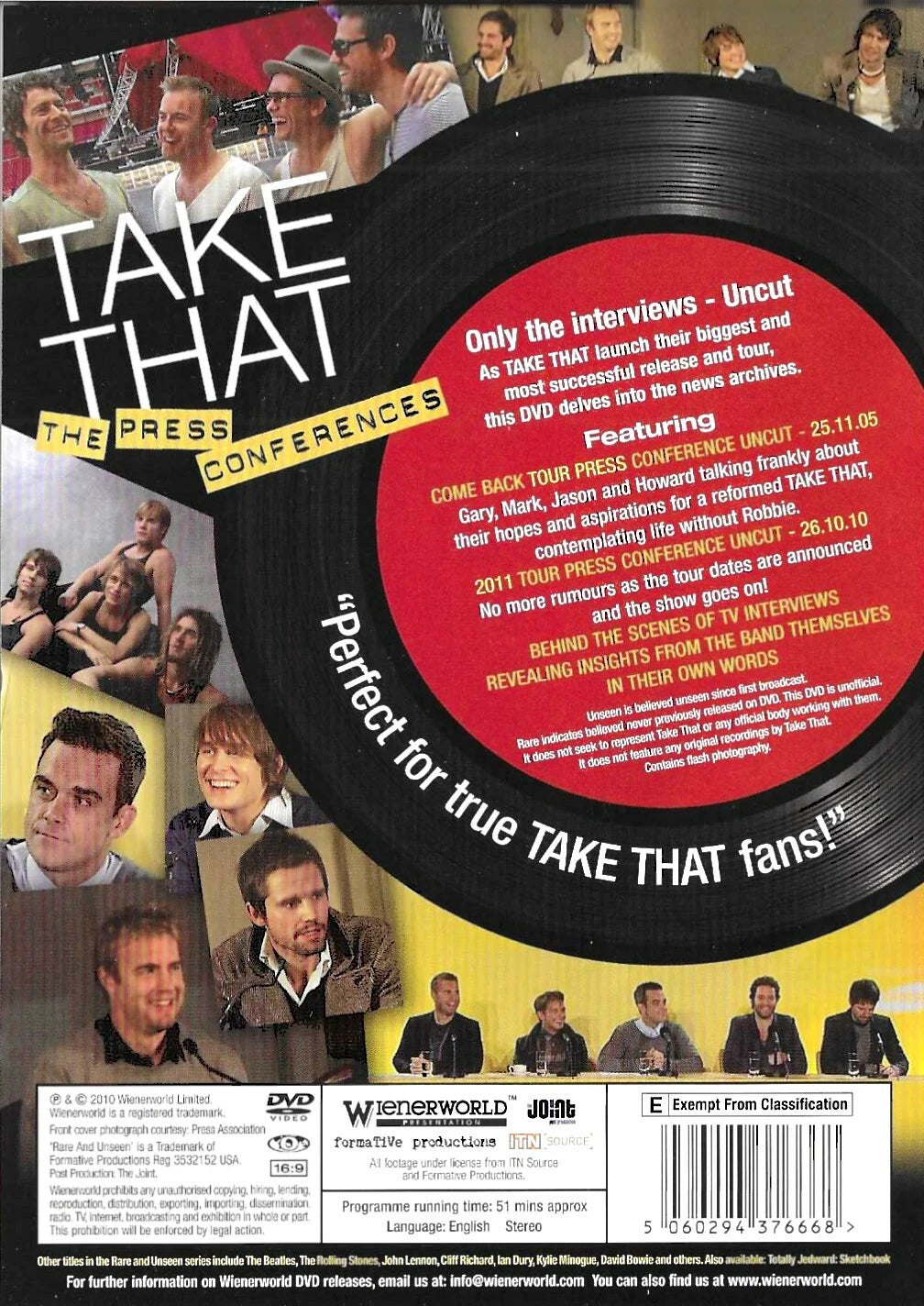 TAKE THAT The Press Conferences DVD Robbie Williams JASON ORANGE Gary Barlow