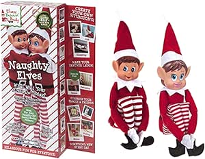 Elves behaving badly Set of 2-12" Novelty Naughty Girl and Boy Elves