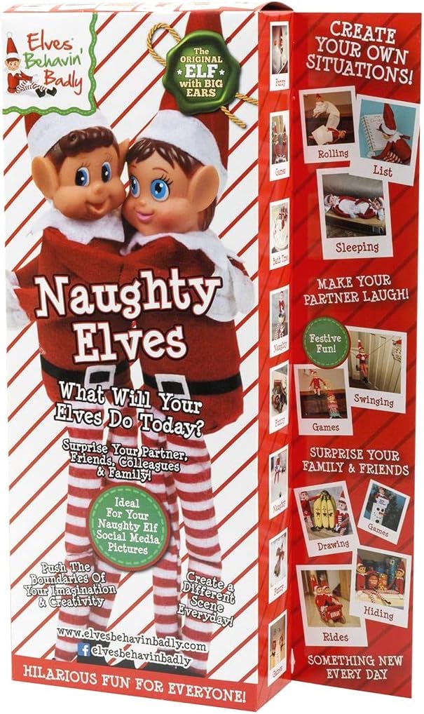 Elves behaving badly Set of 2-12" Novelty Naughty Girl and Boy Elves