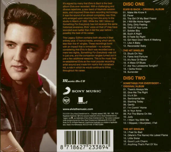 Elvis Presley Elvis Is Back 2 CD Something for Everybody